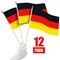 G128 12 Pack Handheld Germany German Stick Flags | 12x18 In | Printed 150D Polyester, Country Flag, Solid Wooden Stick, Spear Gold Tip